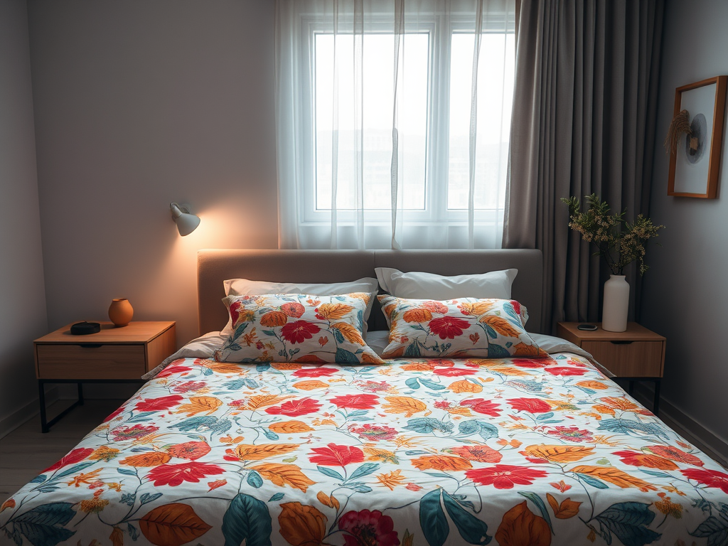 bedroom-with-colourful-printed-bedsheet aadhyavastrabedsheets